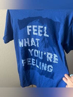 TWLOHA Feel What You Are Feeling T Shirt Blue Graphic Tee Mental Health Adult S